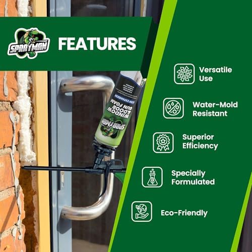 Sprayman Window & Door Expanding Spray Foam - (2x24oz) Low Expansion Polyurethane Spray Foam for Doors, Windows & Walls, Gun Use & Reuseable, Gun&Cleaner NOT Included - 2 Pack