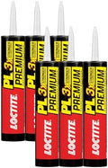 Loctite PL Premium Polyurethane Construction Adhesive, 10 fl oz Cartridge, 6 Pack - Versatile Construction Glue for Wood, Concrete, Stone, Metal & More