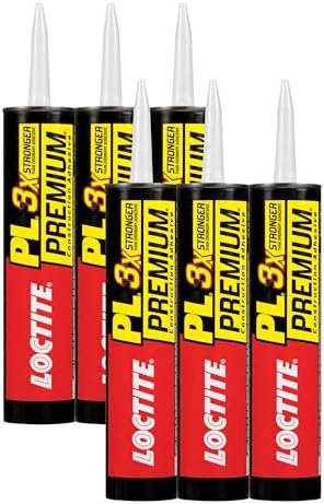 Loctite PL Premium Polyurethane Construction Adhesive, 10 fl oz Cartridge, 6 Pack - Versatile Construction Glue for Wood, Concrete, Stone, Metal & More