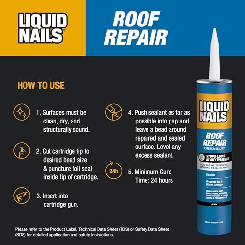 Liquid Nails Roof Repair 10.3 oz. Black Exterior Waterproofing Roof Adhesive, 12 Pack