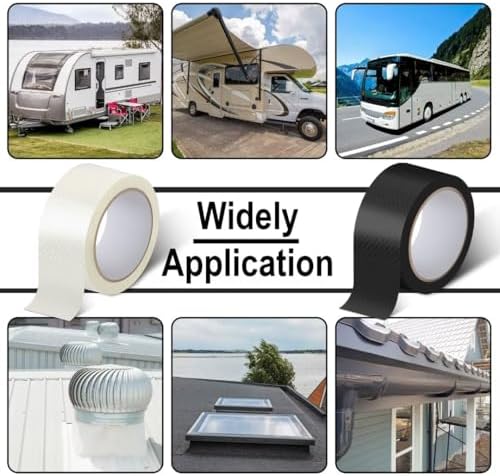 BFXM RV Underbelly Material RV Underbelly Tape, Black Waterproof Seal Tape, Roof Repair Tape, Trailer Roof Sealant for Mobile Home, Camper, Travel Trailer, Boat, Tear Repair Patch(4'' x 50')