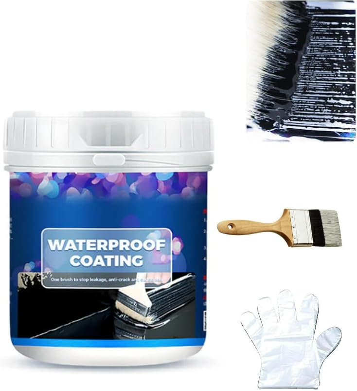 Waterproof Multi-Purpose Polyurethane Coating, Water Based Polyurethanes, Transparent Waterproof Coating Agent,Anti-Leakage Repairing Adhesive for Concrete, Wood, Outdoor, Roof, Walls, Garden (Black)