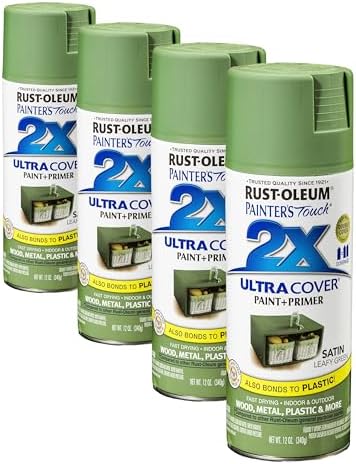 Rust-Oleum 249072 Painter's Touch 2X Ultra Cover Spray Paint, 12 oz, Satin Leafy Green (Pack of 4)
