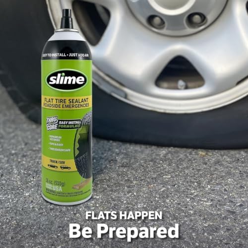 Slime 60187 Flat Tire Puncture Repair Sealant, Emergency Repair for Highway Vehicles, Suitable for Cars/Trailers, Non-Toxic, eco-Friendly, 18oz