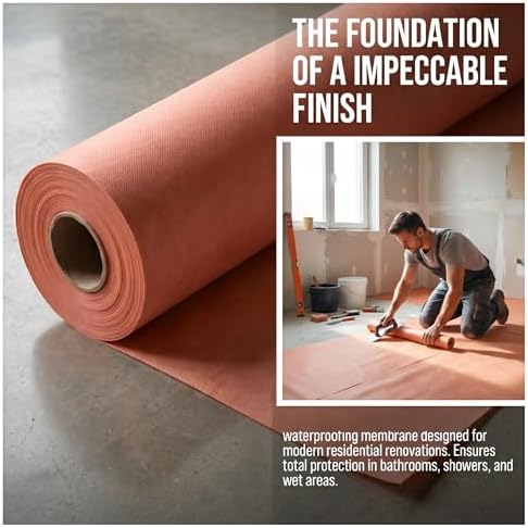 Waterproof Membrane for Shower 4 ft x 90 ft | 20Mils Thickness Waterproofing Membrane | Ideal for Shower, Tile Flooring, Sauna Bathroom Walls, Tile Underlayment