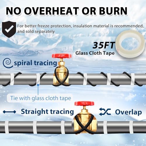 HEATIT 3W/ft Self-Regulating Heat Cable for Pipe Freeze Protection 35ft