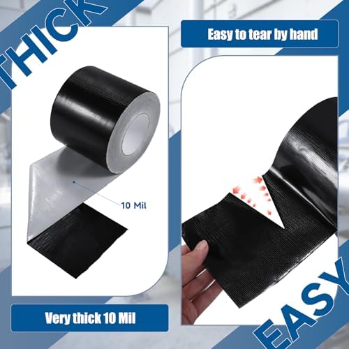 Black Waterproof Repair Tape 6 Inch x 180 Ft | 10 Mil Extra Thick Heavy Duty UV Resistant Patch Tape Ideal for RV, Awning, Tent, Tarp, Boat Cover & Fabric Outdoor Repairs