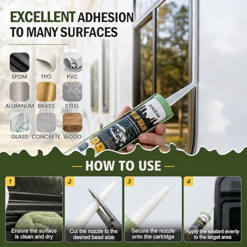 Non-Leveling RV Roof Sealant, Lap Sealant for RV Roofs, Windows, Skylight, Non-Sag RV Roof Sealant, Waterproof Clear RV Sealant, RV Caulking Sealant for Vertical Surface Leak Repair