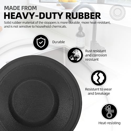 (2 Pack) Exact Replacement for InSinkErator STP-PL/STPPL Black Rubber Sink Stopper for Garbage Disposal – Compatible with Standard 3-1/2" Drains from Kohler, Waste King, Whirlpool, and More