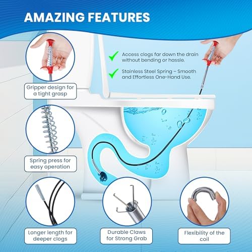 Drain Snake 79 Inch, Flexible Grabber Claw Hair Drain Clog Remover Tool