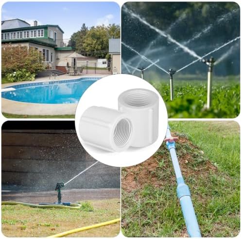 PEUTIER 12pcs 3/4in Female Threaded Connector, with Sealing Tape Female Threaded PVC Coupling Double Females Fitting Sprinkler Pipe Fitting for Garden Drip Irrigation Systems Work (White)