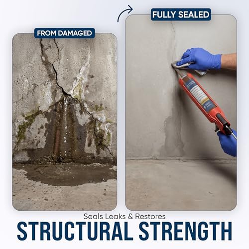 Concrete Crack Injection Kit DIY Basement Wall Crack Repair Polyurethane Leak Seal System Stops Active Water Leaks in Foundation Walls Easy No-Dig Injection Repair Kit - Ideal for DIY Projects