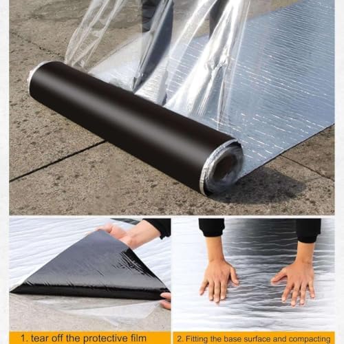 Flashing Roll Tape Membrane,Aluminum Foil Waterproof Patch Seal Tape,Self-Adhesive Modified Asphalt Repair Felt,Thermal Insulation,for Repairing Roof Crack, Roof Leak/Window Seal(1x8m)