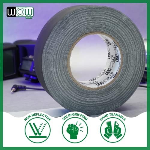Wow Gaffers Tape 2 Inch Black - 50 Yards (Pack of 2), Residue Free, Non-Reflective & Heavy-Duty - Professional Grade Gaff Tape - Ideal for Photography Backdrop, Cables, Cords & Floor Taping