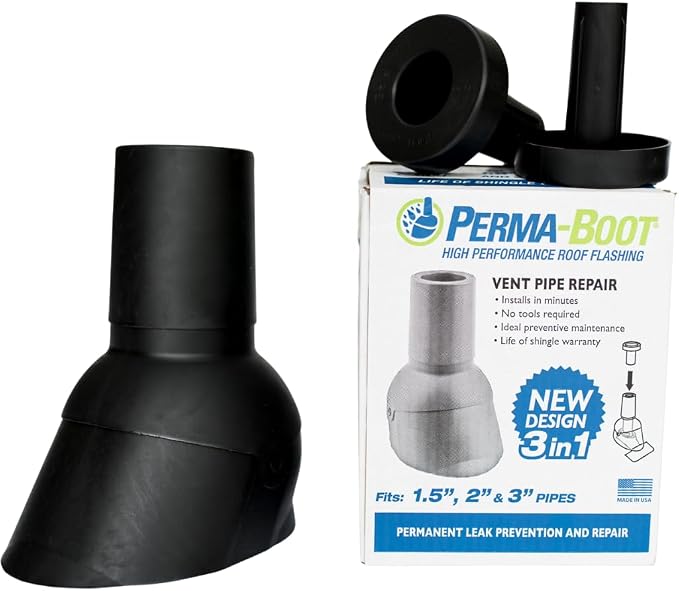 Pipe Boot Repair Flashing Adjustable 1.5 in. I.D. to 3 in. I.D. Vent Pipe in Black