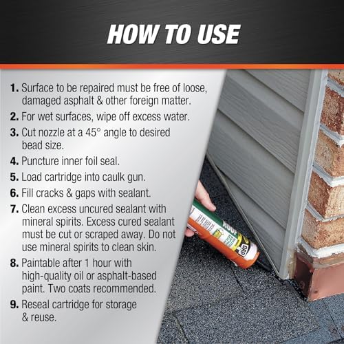 DAP Roof Waterproof Asphalt Sealant, Black, 10.1 oz (7079818268)