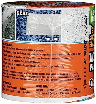 Gorilla Waterproof Patch & Seal Tape, White Tape, 4" x 10' - Permanent Weather Resistant Seal for Leaks and Repairs (Pack of 16)