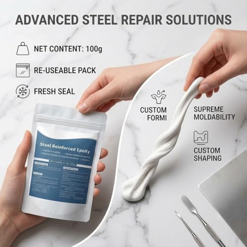Steel Reinforced Epoxy Putty,Metal Repair Putty for Filling Cracks and Holes,Waterproof Heat-Resistant Epoxy Putty Repair Kit for Pipe Metal,Wood,Ceramic,Tile,Plastic(A)