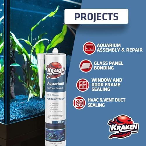 Kraken Bond Black Spray Waterfall Foam Sealant 2x24 oz & Aquarium Silicone Sealant 2x10.1 fl. oz – Bundle for Vivarium, Terrarium, Fountain & Aquascape Background, Foam Gun and Cleaner Included