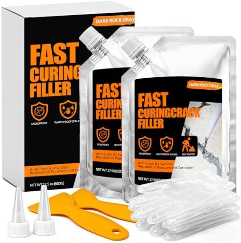 Concrete Crack Filler 2 PACK, Self-Leveling Cement Crack Repair, High Elasticity And Fast Drying, Waterproof Sealant for Driveway, Sidewalk, Patio, Concrete Joint, Indoor and Outdoor Use – Gray (39oz)