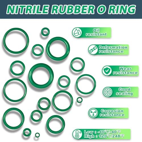 KEZE 595 Pcs Air Conditioning O Ring Kit,36 Size Seal Rubber O-Rings Assortment Set for Compressor Automotive A/C Plumbing Repair ID:3-22mm