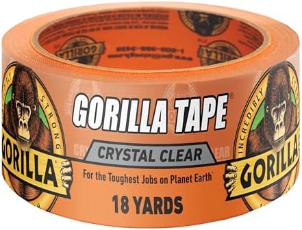 Gorilla Crystal Clear Tape, 1.88" x 18 yd, 1-Pack, Weather Resistant