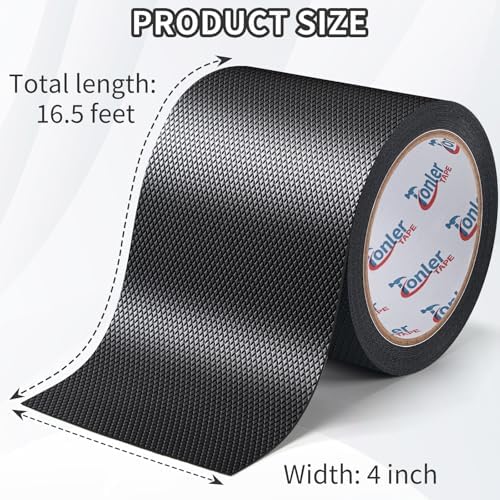 Ultra-Thin Black Anti-Slip Rubber Grip Tape 4" x 16.5FT Strong Adhesive | Ultra-thin textured non-slip pad for handles, waterproof heat resistant, firm adhesion, easy to cut and apply