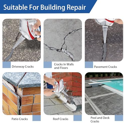 Concrete Crack Filler, Slab Concrete Crack Waterproof Repair Sealant, Weather-Resistant Caulking Glue, Quick-Drying Sealing Adhesive(6 pcs)