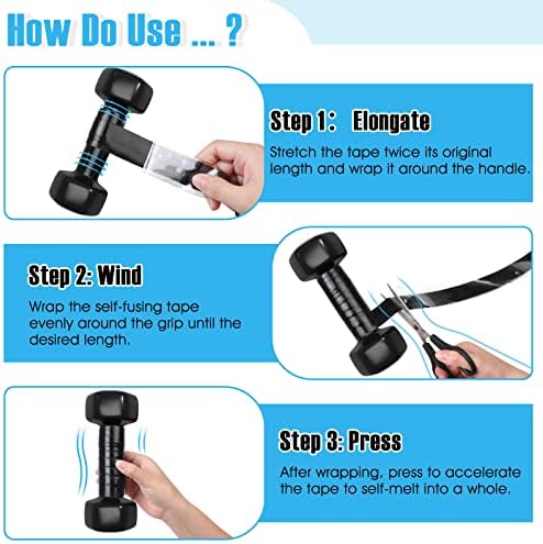 1" X 19.5 Ft Fusion Grip Silicone Tape, Black Self-Fusing Rescue Tape Rubber Wrap Adhesive Tape for Emergency Pipe & Plumbing Repair, Sports and Gym Equipment Pull Up Bars Barbells Tools Fixing