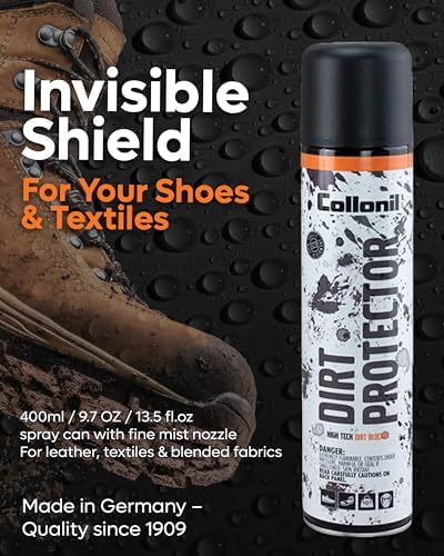 Collonil Dirt Protector XL – Fluor-Free Shoe Protector Spray 13.53 fl oz – White Shoes Protector & Stain Guard for Canvas, Tennis Shoes & Sneakers – Water Repellent – Made in Germany