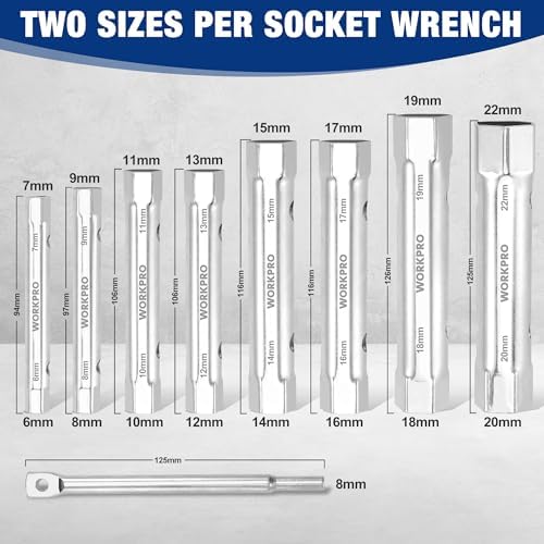 WORKPRO 9-Piece Shower Valve Socket Wrench Set with Bar Handle