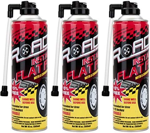 Road Instant Fixes Flat Tire Easy Hose Tire Inflator Air Filler Sealant 16oz (3 Pack)