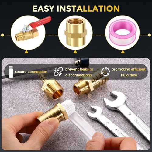 METALLIXITY 12PCS 3/8" FeMale NPT x 1/4" FeMale NPT Thread Brass Coupling | Brass Pipe Fittings, Coupler Hex Head Adapter for Water Line, Tub Spout/Shower Head