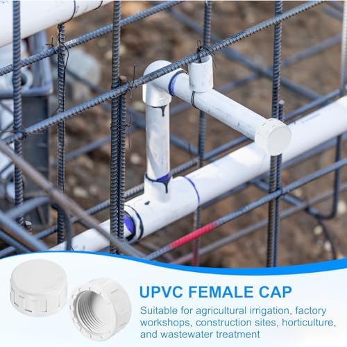 M METERXITY 4-Pack PVC Pipe End Cap Plug Adapter 1 in, Female Thread | White, Water End Cap Connector, Inner Teeth Pipe Plugs, for Outside Lawn, Yard/Watering Irrigation Systems