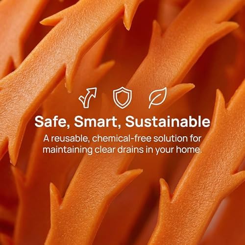 20 Inch Drain Snake Hair Clog Remover Orange Plastic 4 Pack