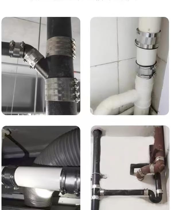 Flexible pipe Coupling with Stainless Steel Clamps.Pipe Connector for PVC and Metal Pipes (1.5inch/47mm-51mm)