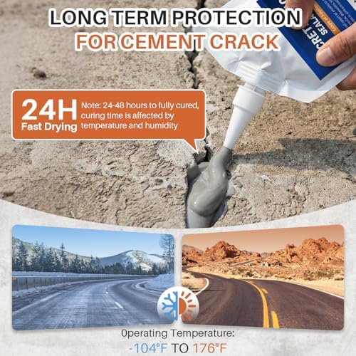 Concrete Crack Filler, Self-Leveling Magic Crack Filler for Concrete, Waterproof Repair Sealant for Cement Driveways, Patio, Sidewalk, Indoor & Outdoor, High Elasticity and Quick-Drying