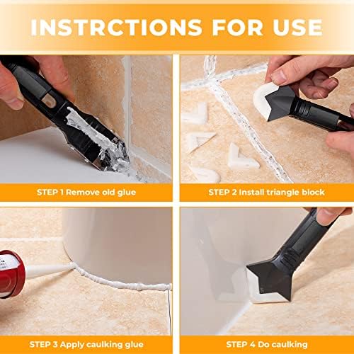 Saker Silicone Caulking Tool 3-in-1 Grout Removal Tool Kit Black Blue