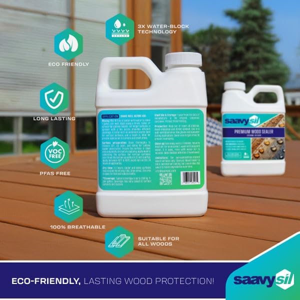 Wood Sealer, Sprayer Included - Ready to use 1 Gallon - Non-Toxic, Plant-Based, Food Safe Waterproofing for Raised Garden Beds, Planter Boxes, Deck, Fence & Furniture - Clear Finish