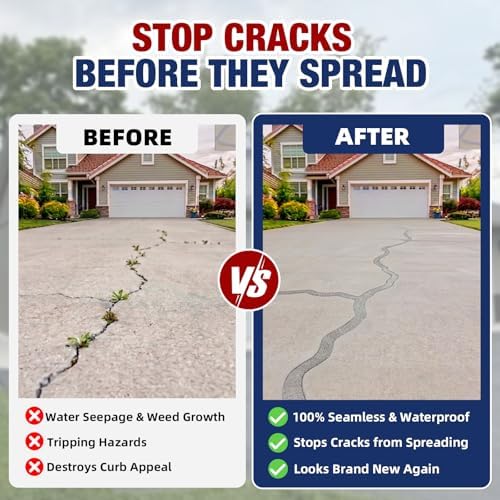 Concrete Crack Filler - 4.5LB Self Leveling Cement Crack Sealant, High Elasticity Concrete Joint Repair, Waterproof & Fast-Drying Concrete Caulk for Driveway, Sidewalk, Patio, Indoor & Outdoor, Gray