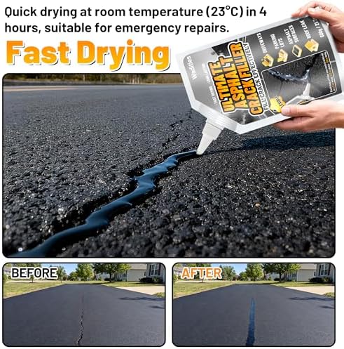 Asphalt Crack Filler, 8LB High Elasticity Concrete Crack Repair Sealant