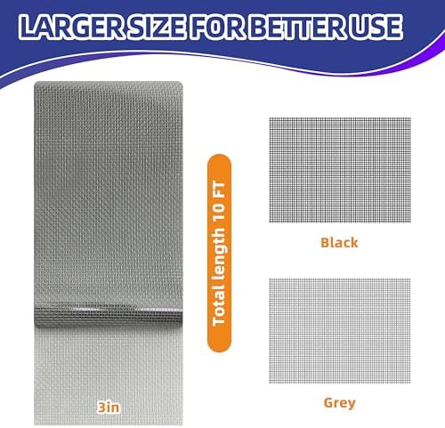 KING MOUNTAIN Grey Window Screen Repair Tape,3inX10FT Heavy Duty Screen Repair Kit for Window Screen and Screen Door,Strong Adhesive & Waterproof Window Screen Patch