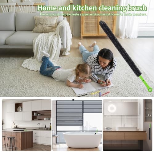 2 Pcs 17” Flexible Sink Drain Cleaner Brush Long Pipe Cleaner Brush for Cleaning Home Kitchen Sink Buthtub Snake Tube Hair Drain Clog Remover Brush for Shower and Tub Hair Clogs Bendable Sewer Drain