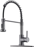 WEWE Pull-Down Kitchen Faucet, 2-Mode Sprayer, Matte Gray, High Arc