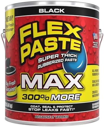 Flex Paste, Waterproof Paintable Putty, Spackle Sealant, Fill Gaps Cracks Holes - Block Out Water and Air - UV Resistant - Walls, Drywall, EPDM, Concrete, Roof, RV Repairs, Black, MAX