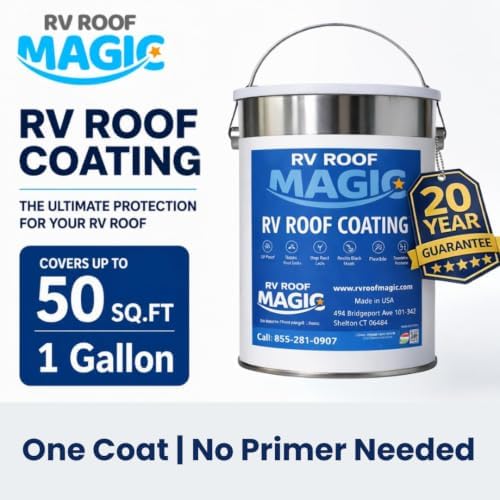 Best RV Roof Coating for Your Roof Repair | The Only RV Roof Sealant Comes with One Coat Application- No Primer Needed | Best Waterproof Sealant with UV Resistant | 1 Gallon Pail | Covers 50 Sq. Ft.