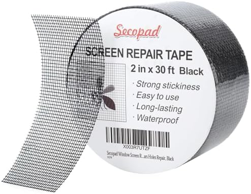 Secopad 2" x 360" (30FT) Screen Repair Tape, Screen Repair Kit, Black