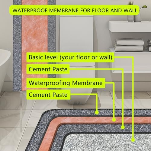 Waterproof Membrane 23.6mils 9.8in x 49Ft/40 Sq Ft Tile Membrane for Shower