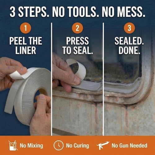 Butyl Tape for RV Roof and Boat, 36 Feet White Putty Window Sealant Tape | Waterproof Weather Resistant, 3/4 Inch Wide x 1/8 Inch Thick, Better Boat