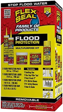 Flex Seal Flood Protection Multi-Purpose Kit, Waterproof, Removable, Use on Windows, Doors, Garage Doors, Seams, Casings,Thresholds, Conduits, Vents, Ducts, and More
